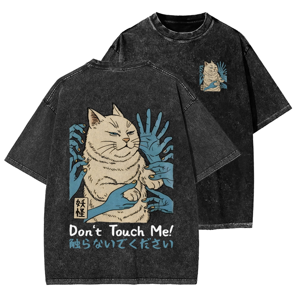 Unisex Dont Touch Me Yokai Ukiyo-E Japanese Front And Back Printed Washed Tee