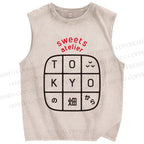 Unisex Tokyo Printed Washed Tank Top