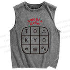 Unisex Tokyo Printed Washed Tank Top