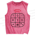 Unisex Tokyo Printed Washed Tank Top