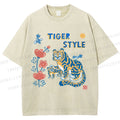 Unisex Tiger Style Printed Washed Tee