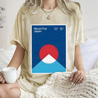 Unisex Geometric Mount Fuji Printed Washed Tee