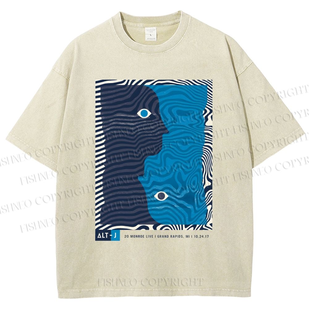 Unisex Geometric Art Portrait Printed Washed Tee