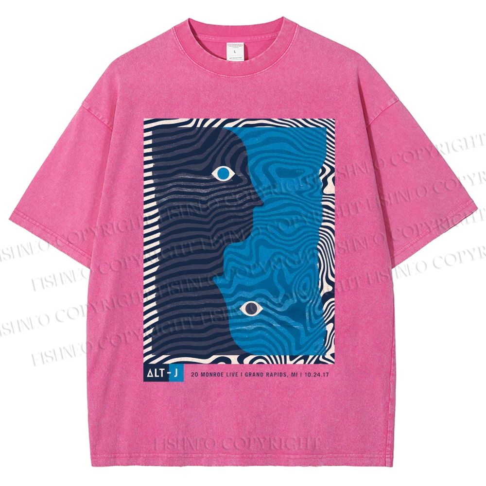Unisex Geometric Art Portrait Printed Washed Tee