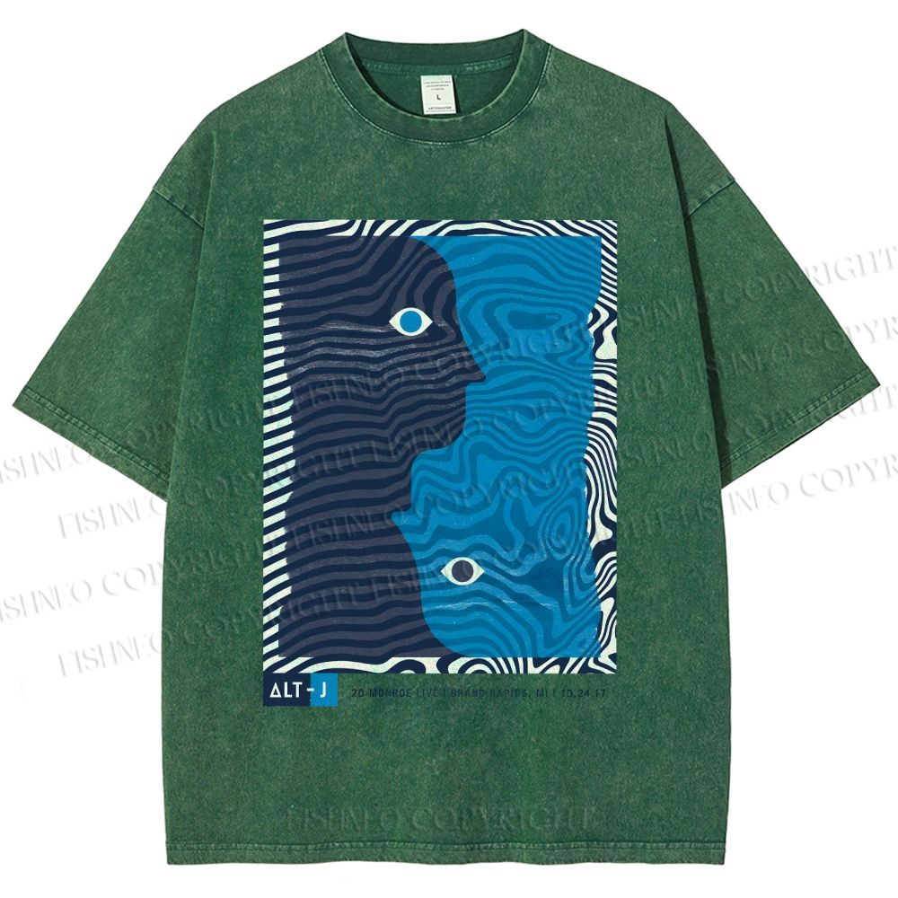Unisex Geometric Art Portrait Printed Washed Tee