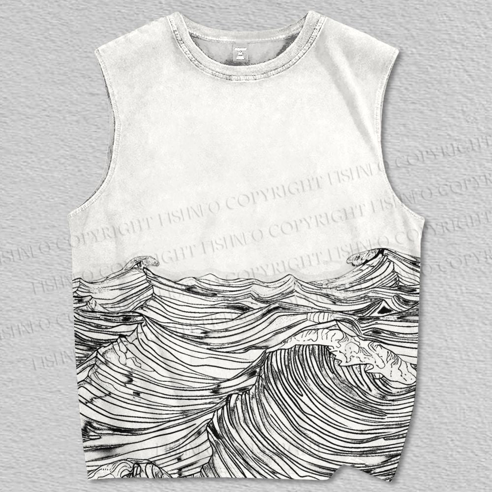 Unisex Sea Wave Printed Tank Top
