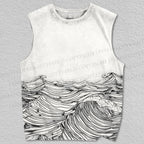 Unisex Sea Wave Printed Tank Top