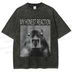 Unisex Capybara My Honest Reaction Printed Washed Tee