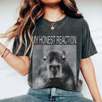 Unisex Capybara My Honest Reaction Printed Washed Tee