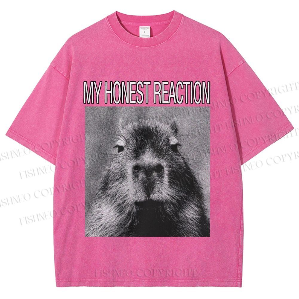 Unisex Capybara My Honest Reaction Printed Washed Tee
