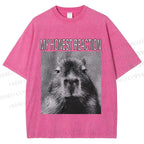 Unisex Capybara My Honest Reaction Printed Washed Tee
