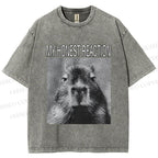 Unisex Capybara My Honest Reaction Printed Washed Tee