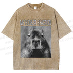 Unisex Capybara My Honest Reaction Printed Washed Tee