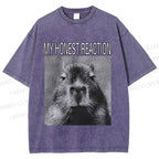 Unisex Capybara My Honest Reaction Printed Washed Tee