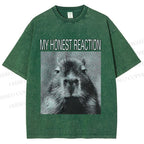 Unisex Capybara My Honest Reaction Printed Washed Tee