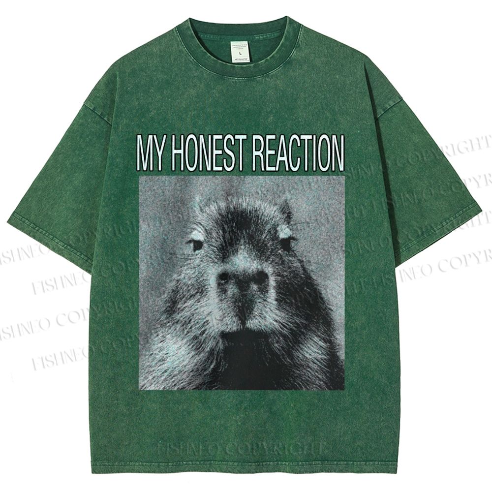 Unisex Capybara My Honest Reaction Printed Washed Tee