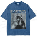 Unisex Capybara My Honest Reaction Printed Washed Tee
