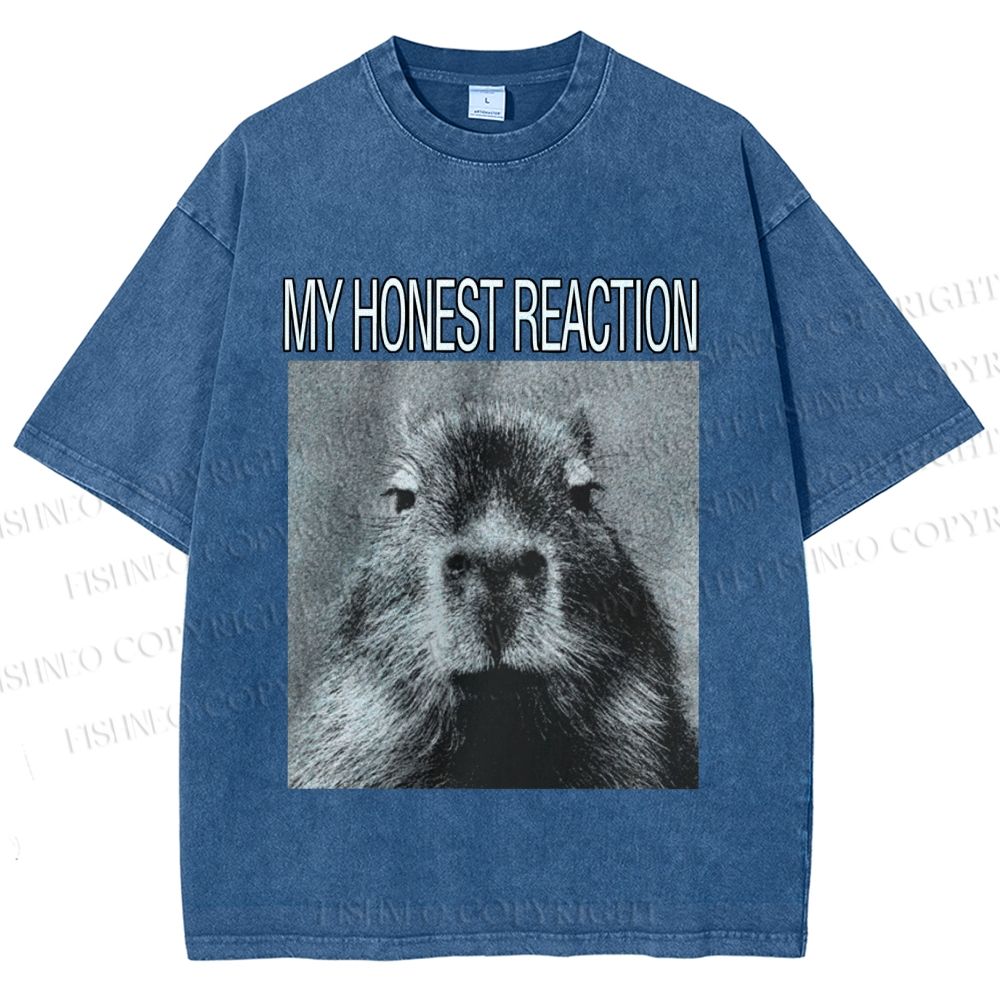 Unisex Capybara My Honest Reaction Printed Washed Tee