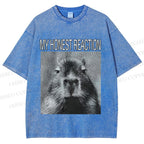 Unisex Capybara My Honest Reaction Printed Washed Tee