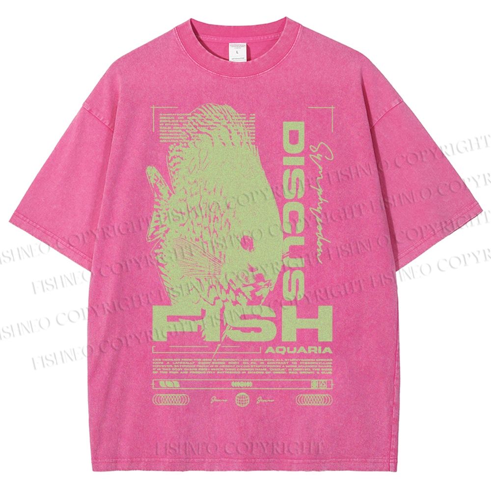 Unisex Fish Printed Washed Tee