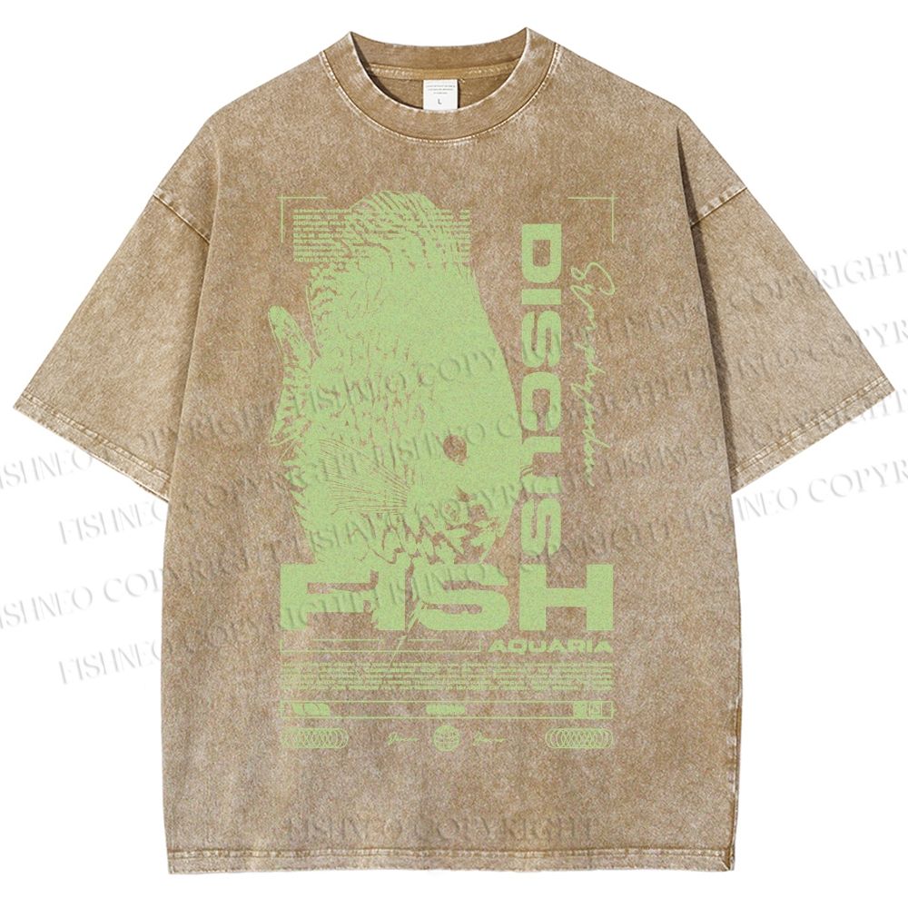 Unisex Fish Printed Washed Tee