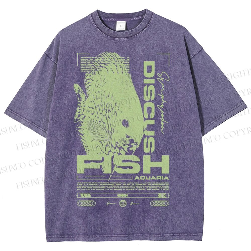 Unisex Fish Printed Washed Tee