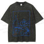 Unisex Vintage Dining-table Printed Washed Tee
