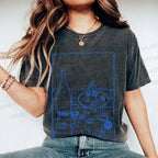 Unisex Vintage Dining-table Printed Washed Tee