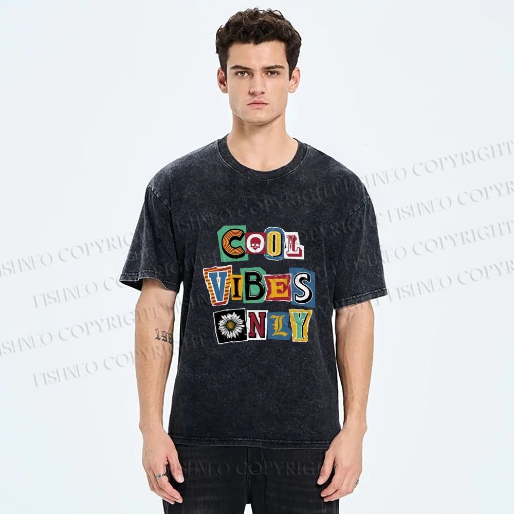 Unisex Cool Vibe Only Printed Washed Tee