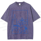 Unisex Vintage Dining-table Printed Washed Tee