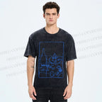 Unisex Vintage Dining-table Printed Washed Tee