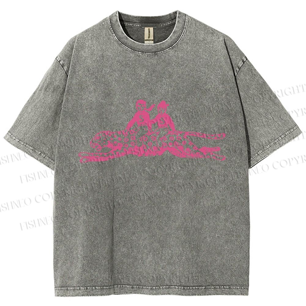 Unisex Funny Leopard Printed Washed Tee