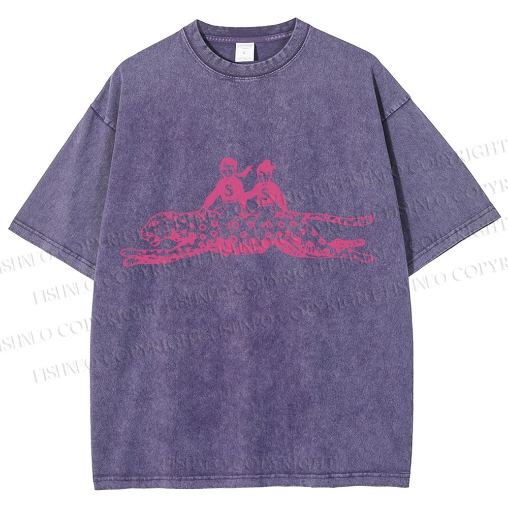 Unisex Funny Leopard Printed Washed Tee