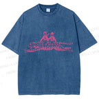 Unisex Funny Leopard Printed Washed Tee