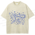 Unisex Funny Leopard Printed Washed Tee