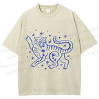 Unisex Funny Leopard Printed Washed Tee