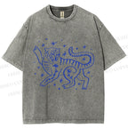 Unisex Funny Leopard Printed Washed Tee