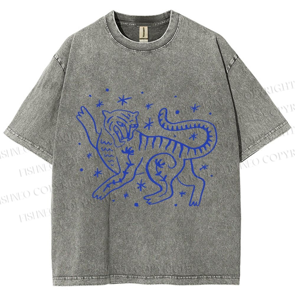 Unisex Funny Leopard Printed Washed Tee