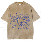 Unisex Funny Leopard Printed Washed Tee