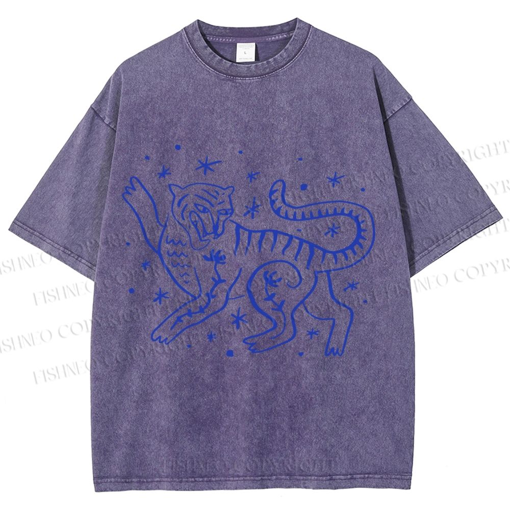 Unisex Funny Leopard Printed Washed Tee