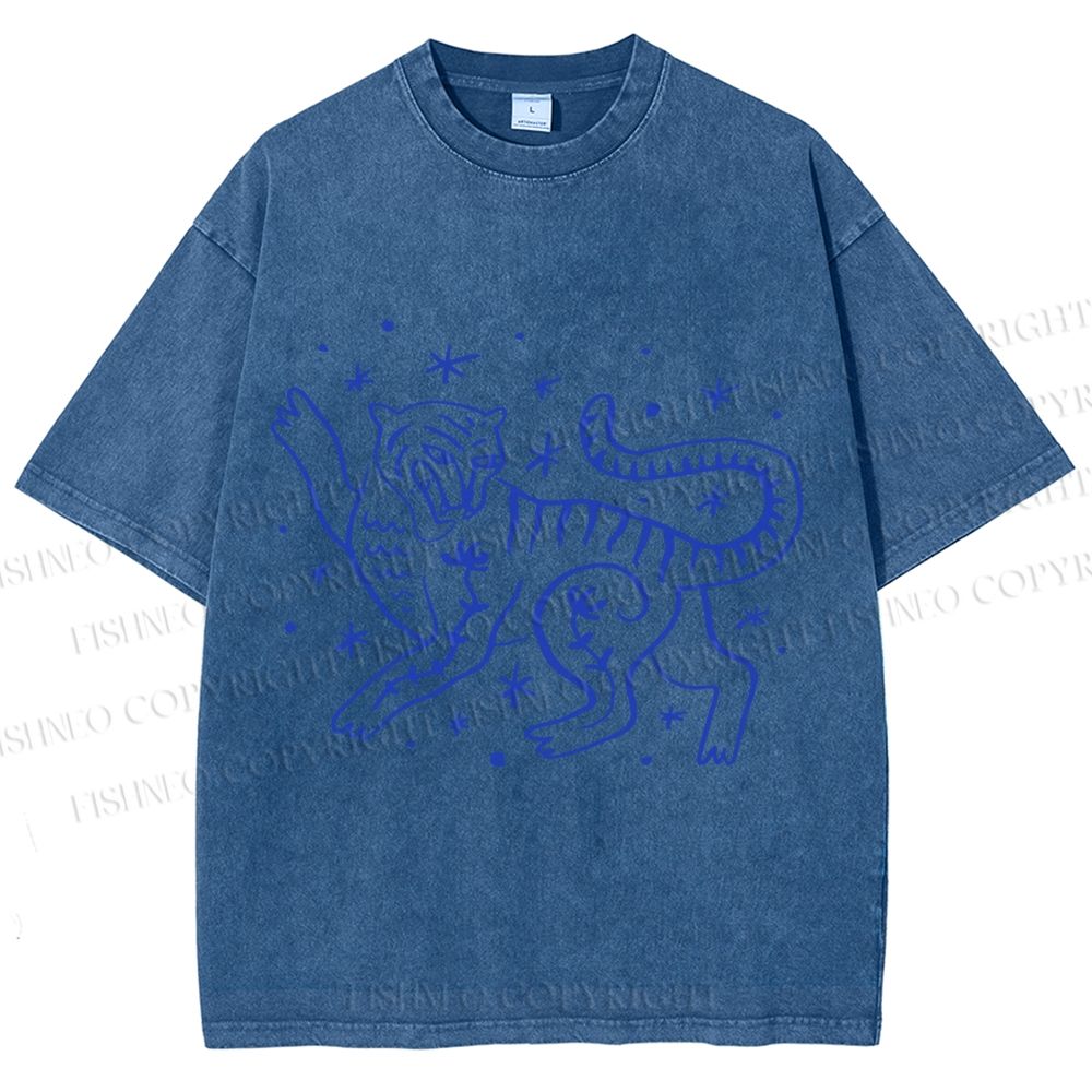 Unisex Funny Leopard Printed Washed Tee