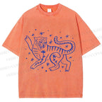 Unisex Funny Leopard Printed Washed Tee