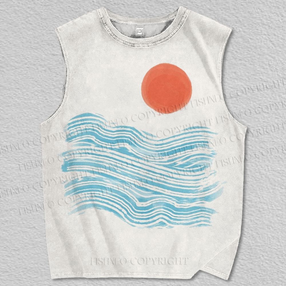 Unisex Geometric Waves Printed Tank Top