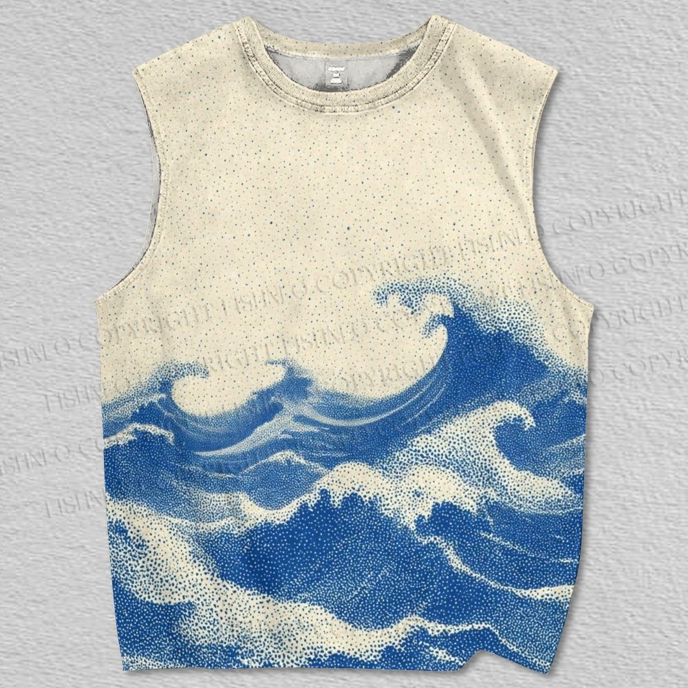Unisex Waves Printed Tank Top