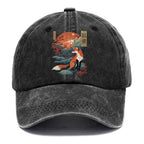 Japanese Kitsune Fox Sakura Washed Cap