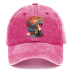 Japanese Kitsune Fox Sakura Washed Cap