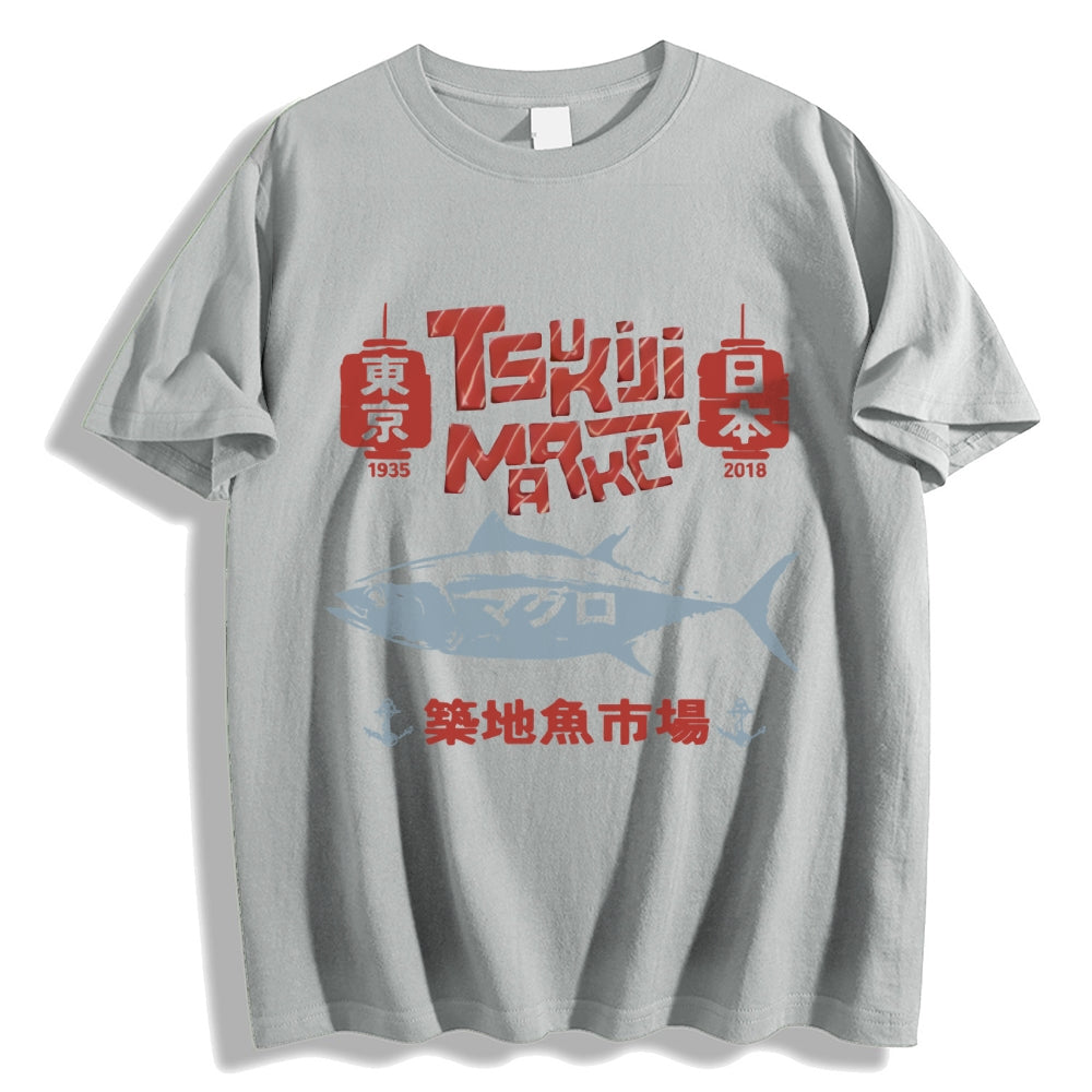 Tokyo Tsukiji Fish Market Cotton casual T-shirt