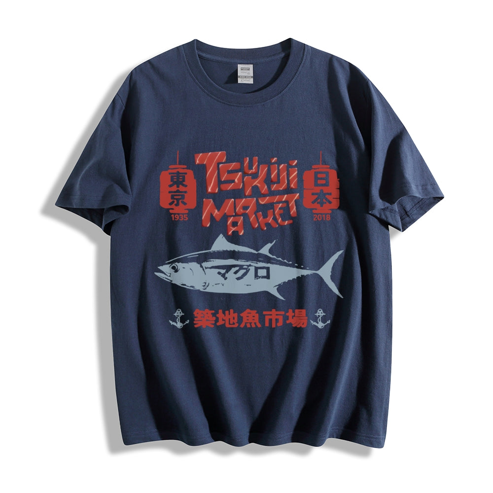 Tokyo Tsukiji Fish Market Cotton casual T-shirt