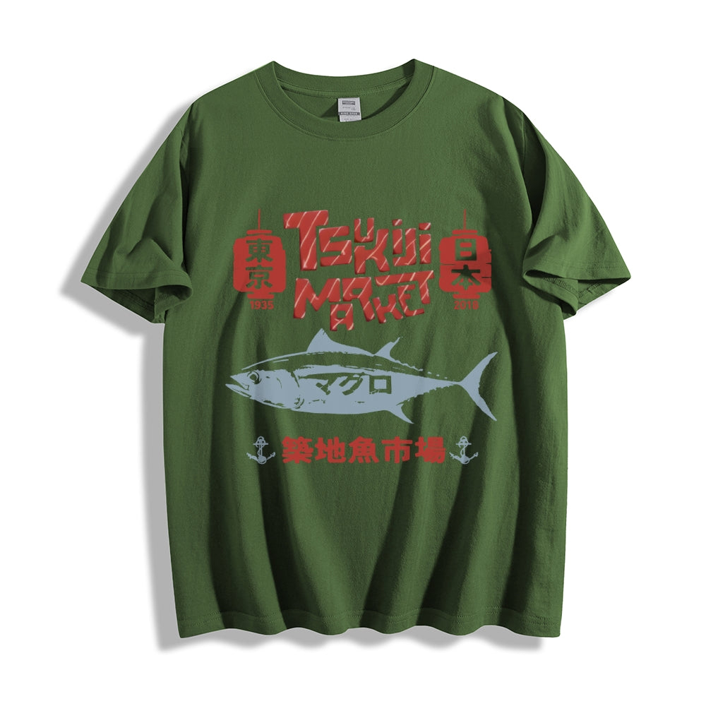 Tokyo Tsukiji Fish Market Cotton casual T-shirt