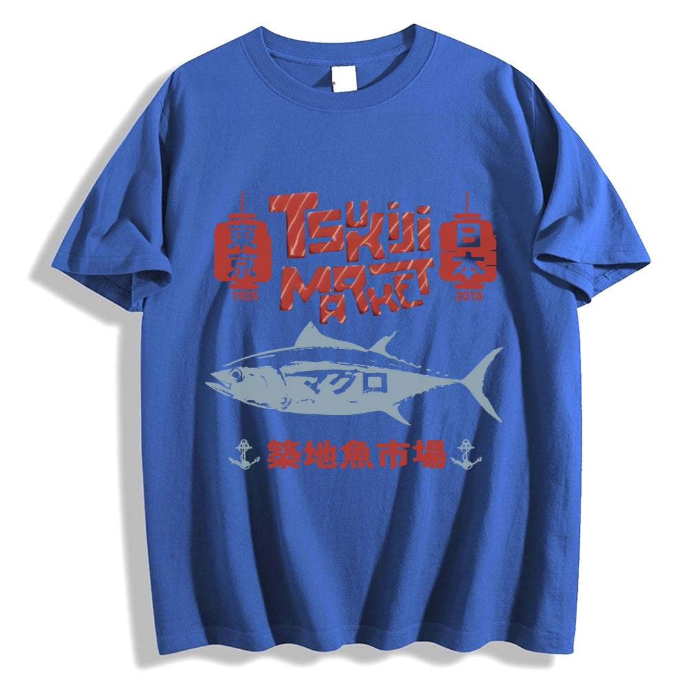 Tokyo Tsukiji Fish Market Cotton casual T-shirt